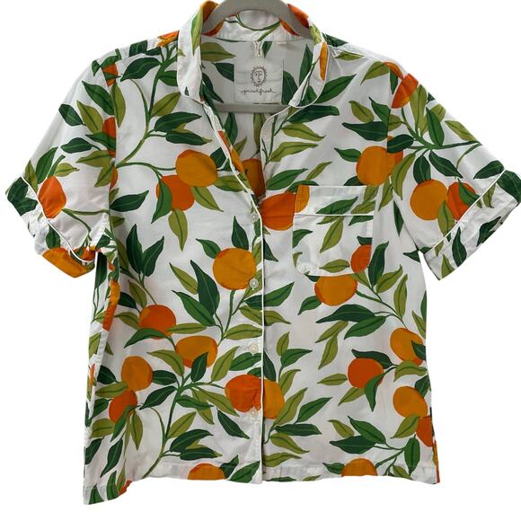 SOLD Anthropologie Printfresh M Clementine Pajama Set Short Sleeve Top Shorts - Picture 5 of 14